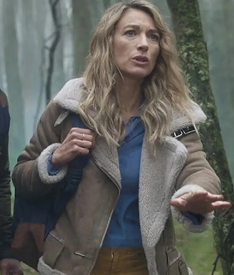 La Brea Eve Harris Eve’s Beige Suede Sherpa Jacket