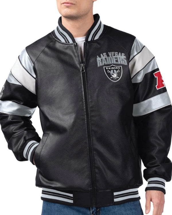 Las Vegas Raiders G-III Faux Varsity Leather Jacket