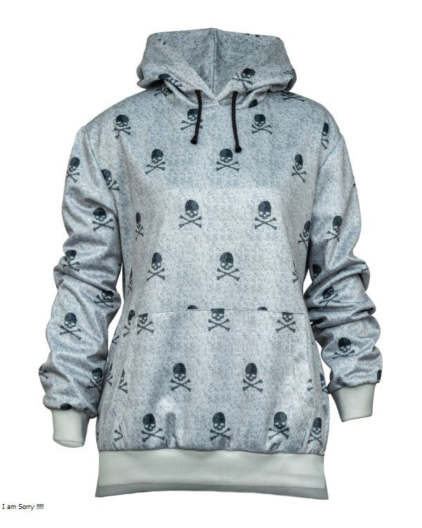 Leanne S01 Kristen Johnston Grey Skull Print Hoodie
