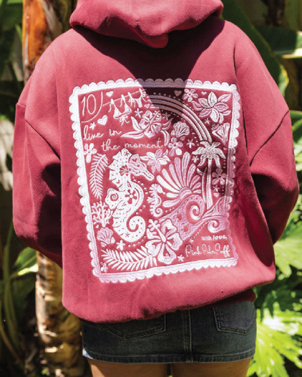 Live in the Moment Hoodie In Cherry