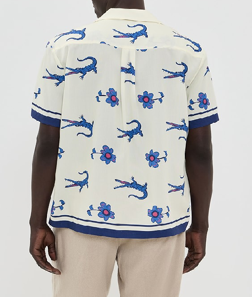 Saturday Night Live S50 Jon Hamm White Crocodile Print Shirt
