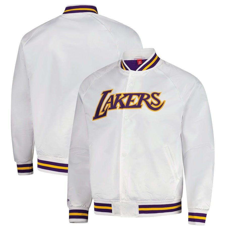 LosAngelesLakersMitchell_NessWhiteHardwoodClassicsThrowbackWordmarkRaglanSatinJacket