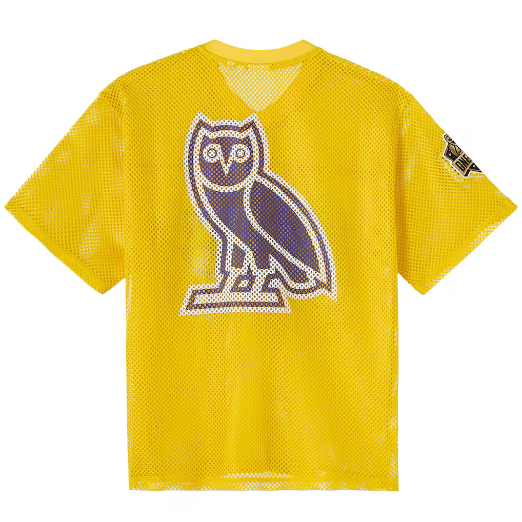 Los Angeles Lakers OVO x NBA Mesh Football Fashion Gold Jersey