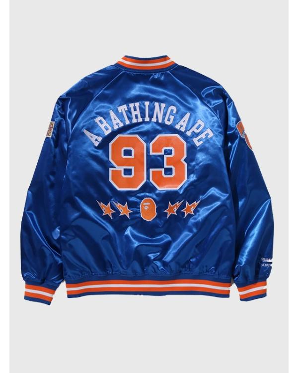 M&N NBA New York Knicks Blue Satin Jacket