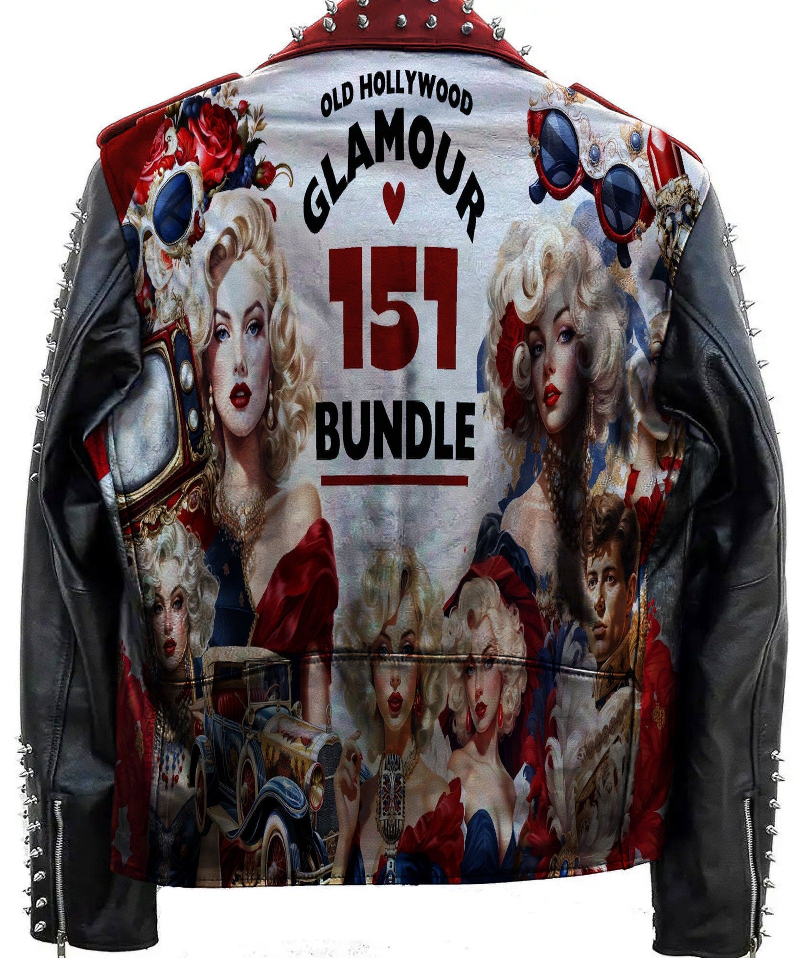 Marilyn_Monroe_Old_Hollywood_Punk_Style_Spikes_Studs_red_black_Leather_Jacket