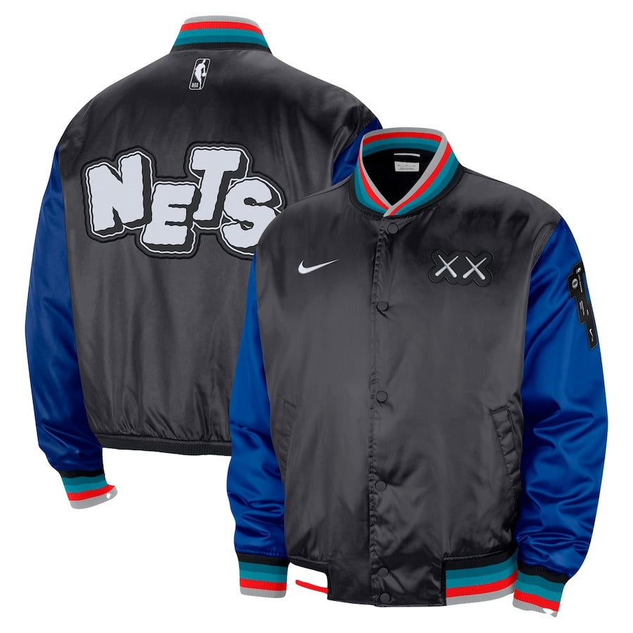Men's Brooklyn Nets Nike Charcoal City Edition Courtside Premier Bomber Jacket