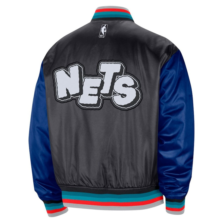 Men's Brooklyn Nets Nike Charcoal City Edition Courtside Premier Bomber Jacket