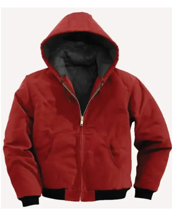 Mens Red Carhartt Hooded Jacket