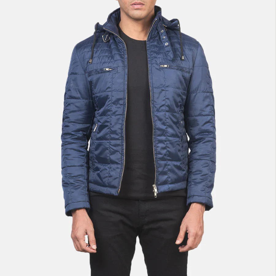 Alps Quilted Blue Hooded Windbreaker Jacket