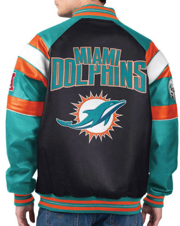 Miami Dolphins G-III Faux Varsity Leather Jacket