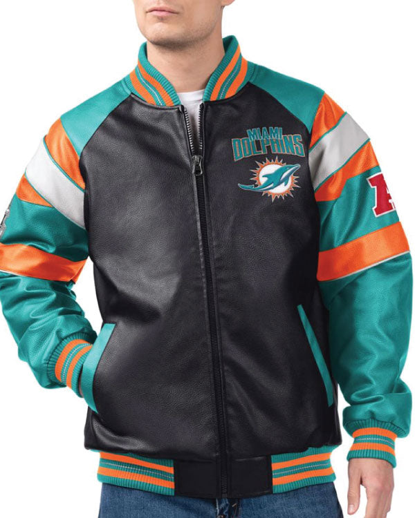 Miami Dolphins G-III Faux Varsity Leather Jacket