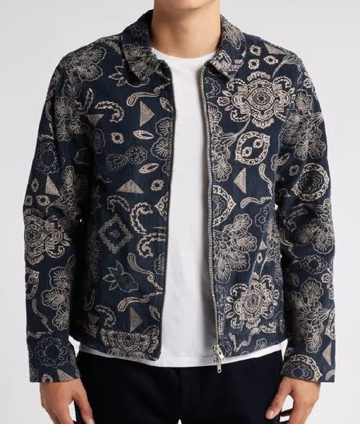 All American S07 Michael Evans Behling Navy Embroidered Jacket