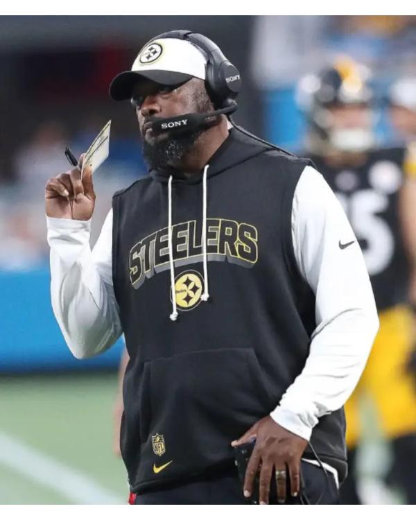Mike Tomlin Pittsburgh Steelers Black Sideline Sleeveless Hoodie