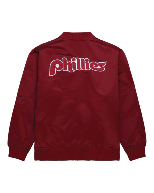 Mitchell & Ness Philadelphia Phillies Lightweight Satin Bomber Jacket