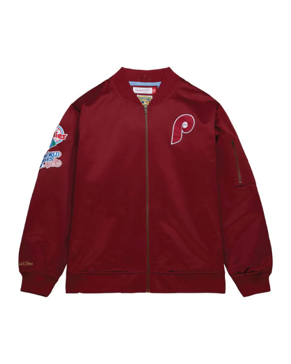 Mitchell & Ness Philadelphia Phillies Lightweight Satin Bomber Jacket