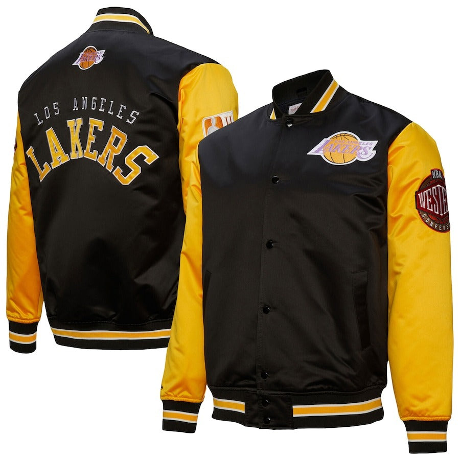 Mitchell & Ness Black Los Angeles Lakers Hardwood Classic Primetime Satin Jacket