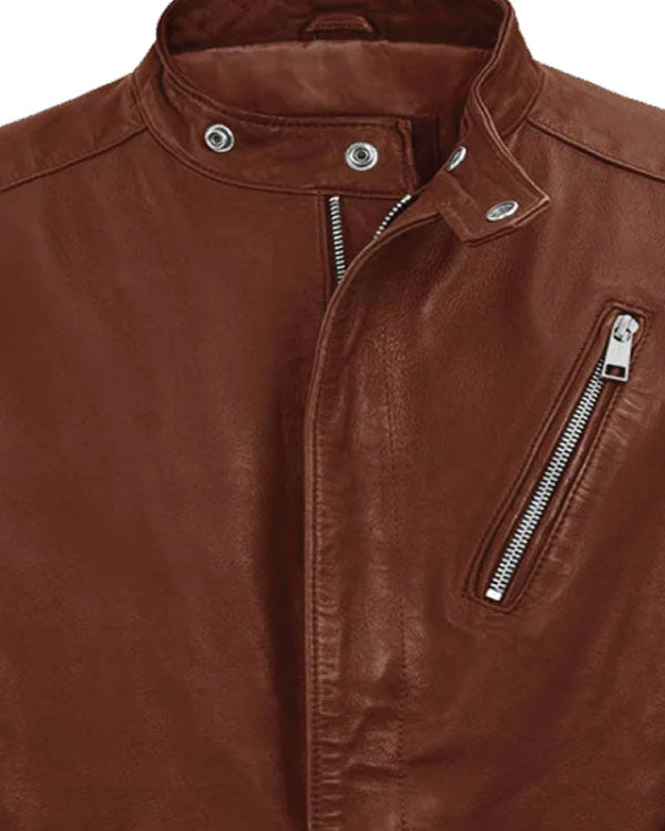 Motored Tan Fashion Boys Riding Biker Leather Jacket