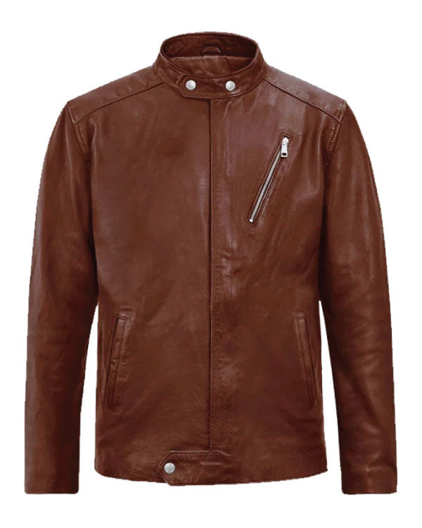 Motored Tan Fashion Boys Riding Biker Leather Jacket