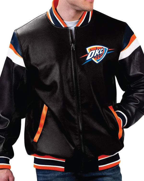 NBA Finals Oklahoma City Thunder Black Leather Jacket