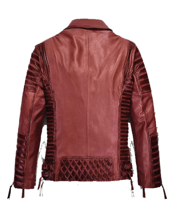 Biker Charles Burnt Red Leather Jacket
