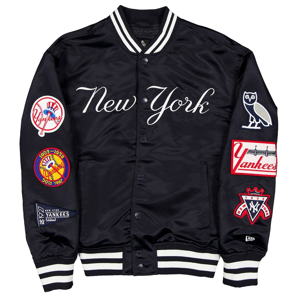 New York Yankees OVO x New Era Twill Navy Satin Jacket