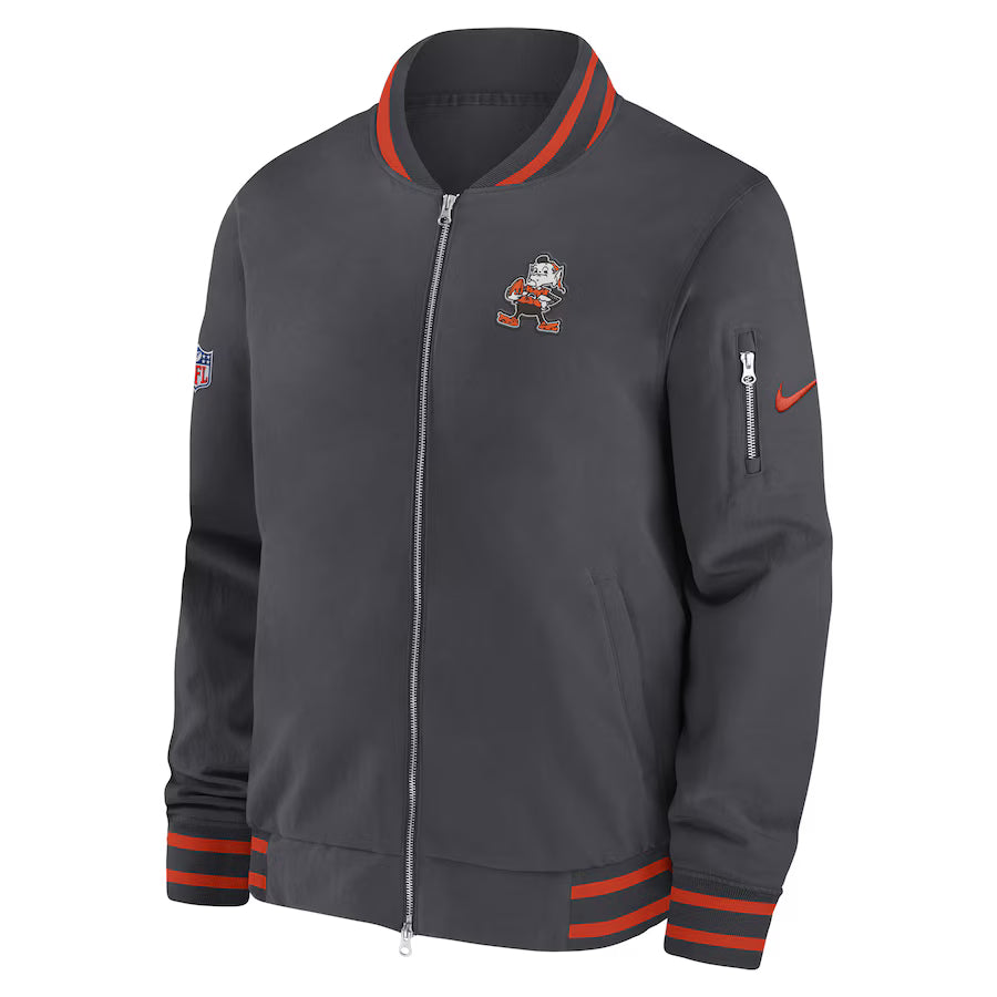 Nike Anthracite Cleveland Browns Coach Bomber Jacket