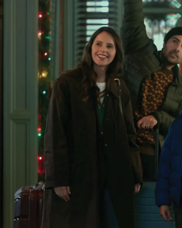 Oh. What. Fun. Felicity Jones Long Coat