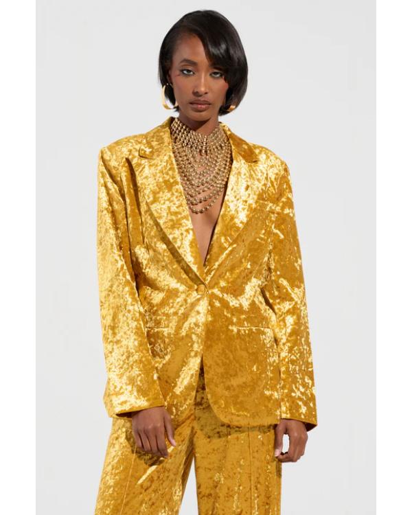 On Brand with Jimmy Fallon Azhelle Wade Golden Velvet Blazer
