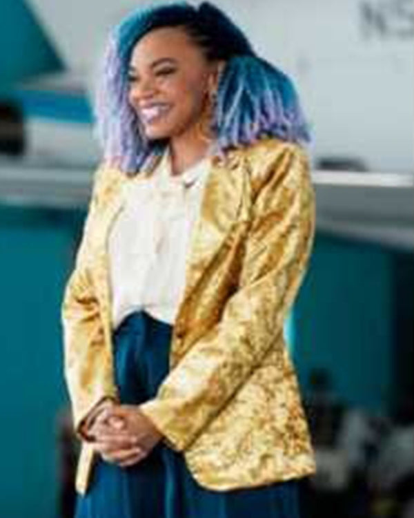 On Brand with Jimmy Fallon Azhelle Wade Golden Velvet Blazer