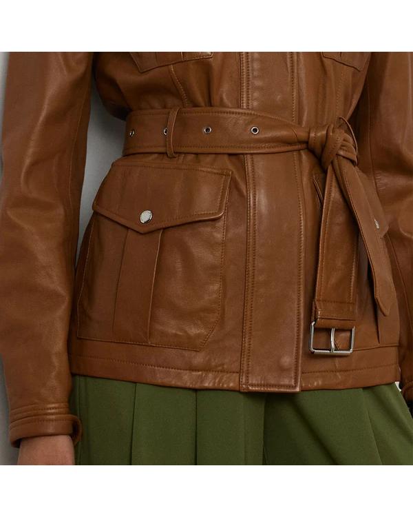 On Brand with Jimmy Fallon Emily Trent Brown Leather Jacket