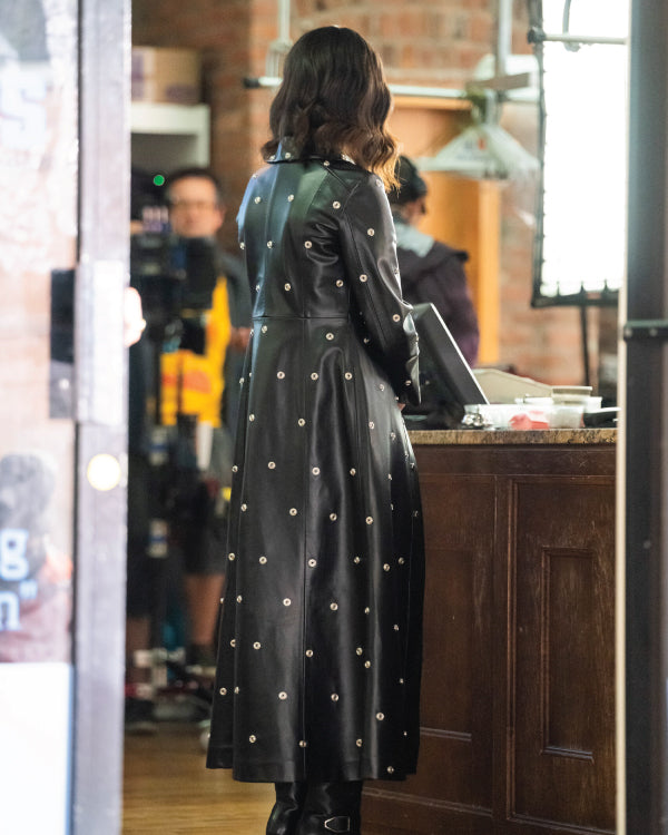 Only Murders In The Building Selena Gomez's Studded Faux Leather Coat