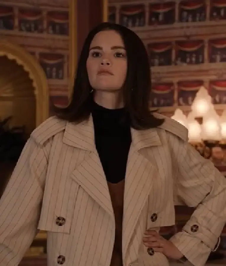 Only Murders in the Building Selena Gomez Pinstriped Trench Coat