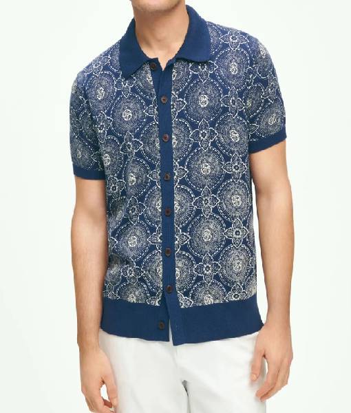 The White Lotus S03 Patrick Schwarzenegger Medalion Print Shirt