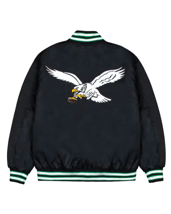 Philadelphia Eagles Green and White Rib Bomber Black Jacket