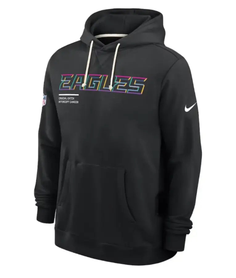 Philadelphia Eagles Black 2025 Crucial Catch Sideline Dri-FIT Hoodie