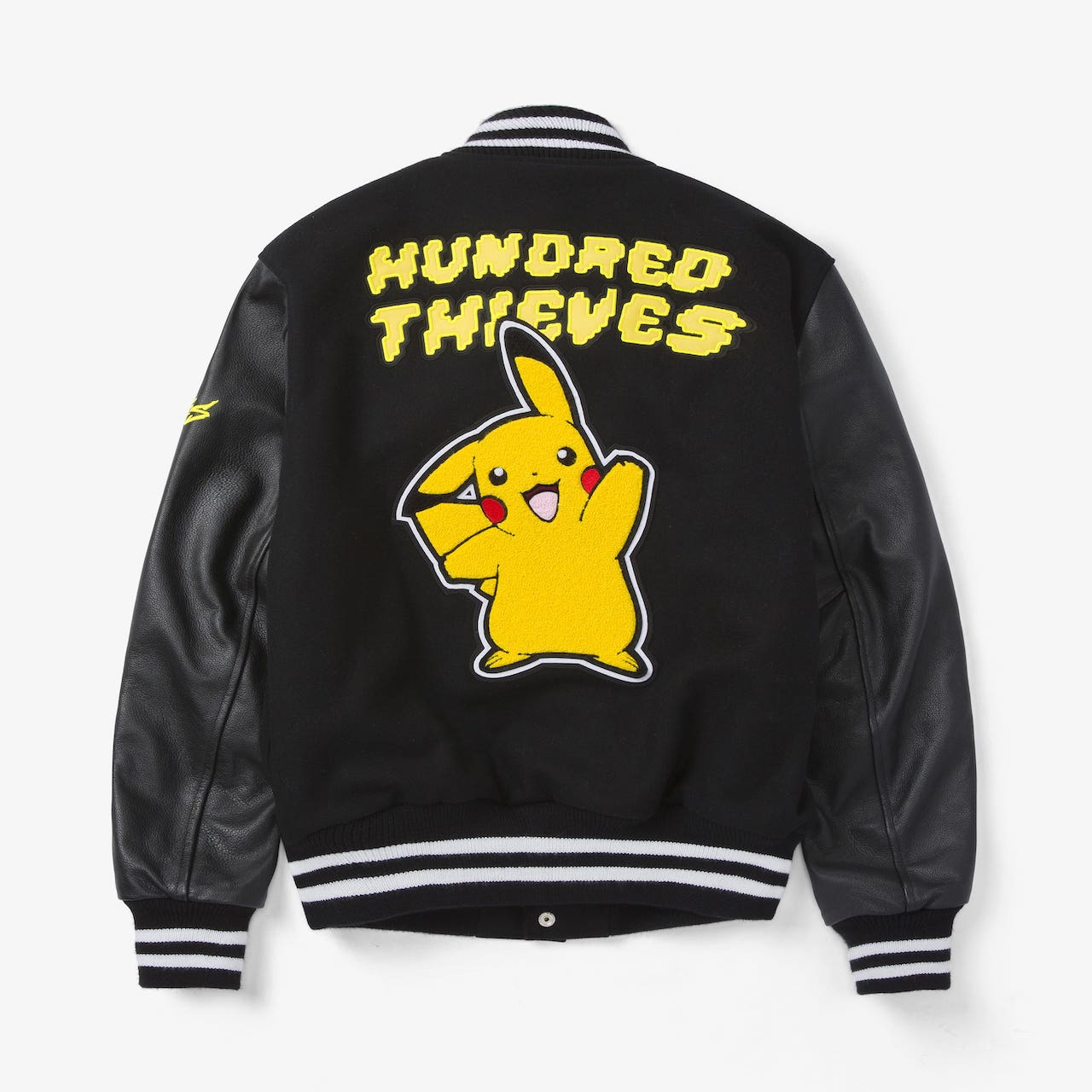Pikachu Golden Bear Black Varsity Jacket
