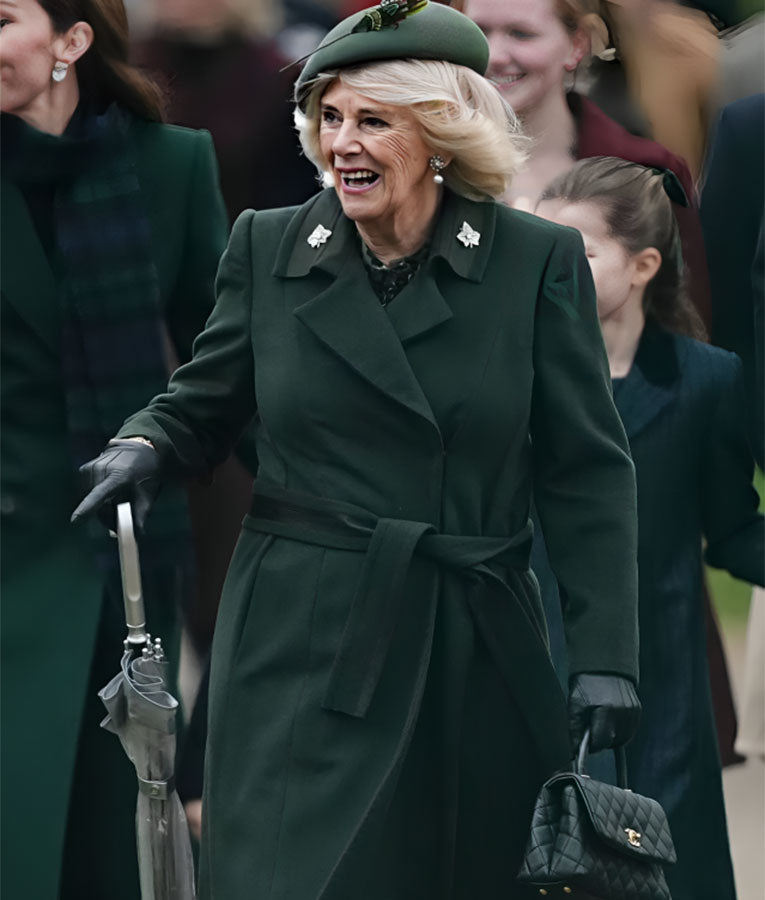 Queen Camilla Christmas Morning Service Trench Coat