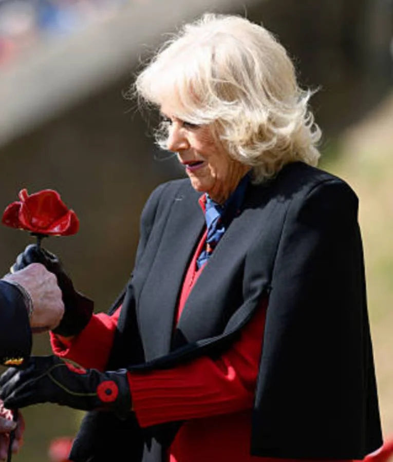 Queen Camilla Ceramic Poppies Black Cropped Jacket