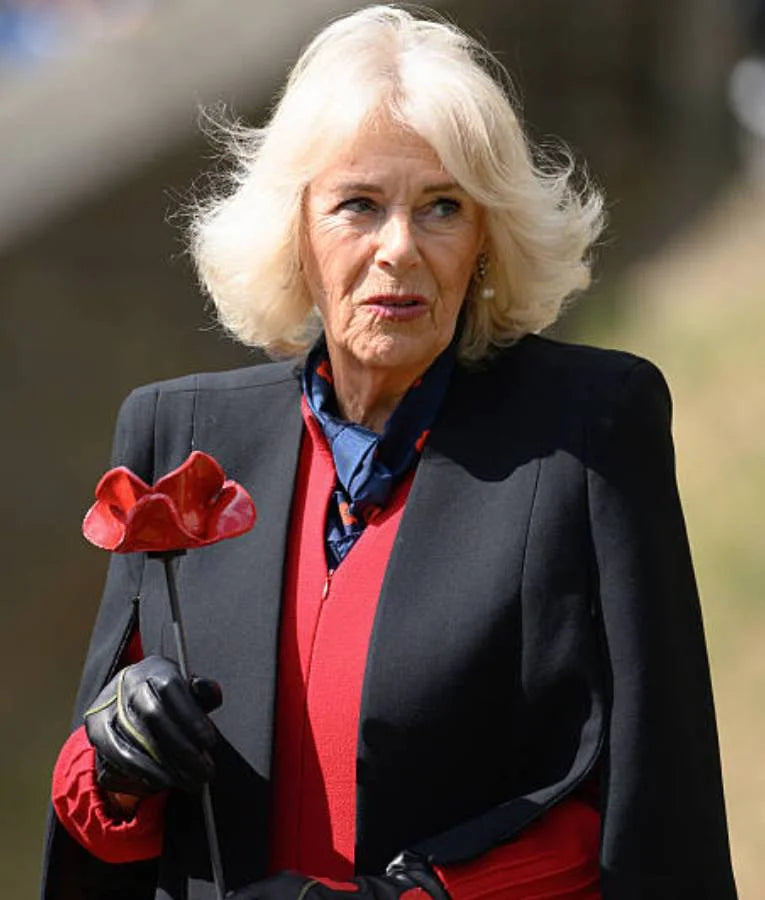 Queen Camilla Ceramic Poppies Black Cropped Jacket