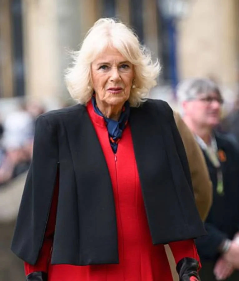 Queen Camilla Ceramic Poppies Black Cropped Jacket