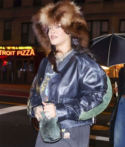 Rihanna Nyc Cropped Leather Jacket