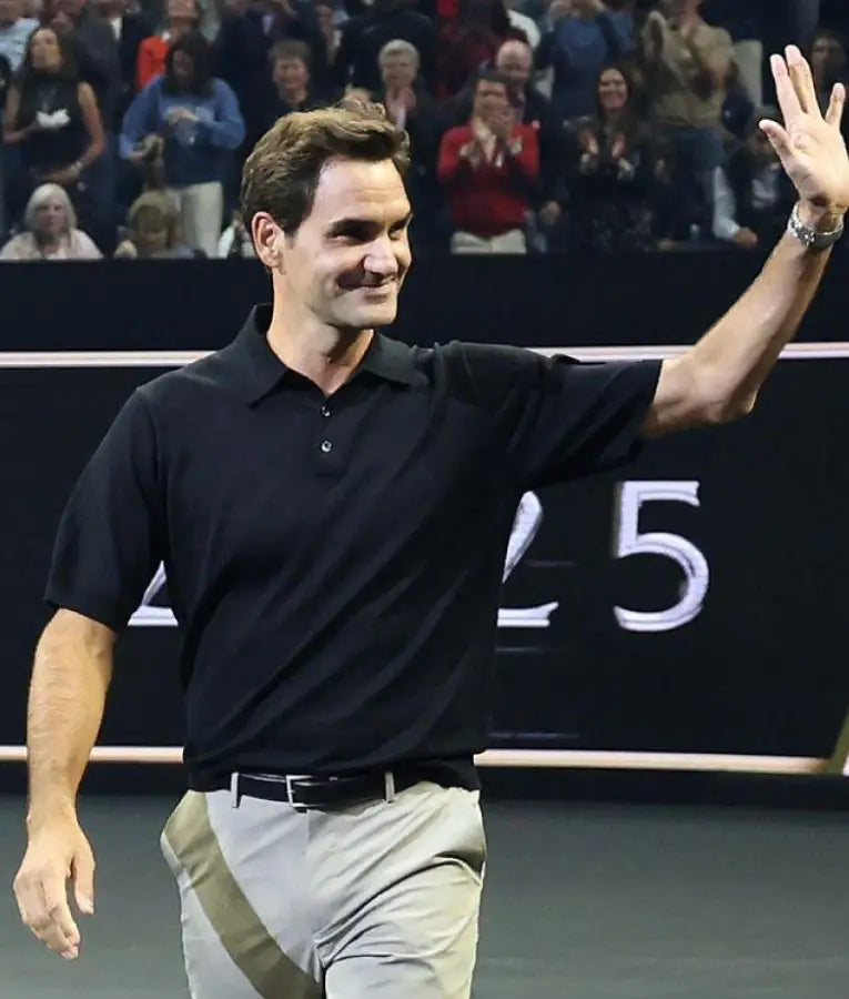 Roger Federer Laver Cup 2025 Black Polo Shirt