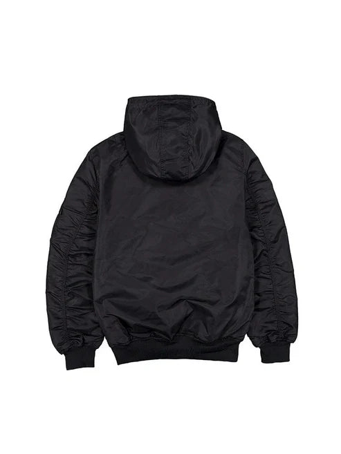 SAN FRANCISCO GIANTS MEN'S NEWERA X ALPHA INDUSTRIES L-2B HOODED BOMBER JACKET - BLACK
