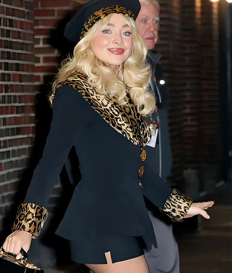 Sabrina Carpenter NYC Leopard Print Fur Blazer