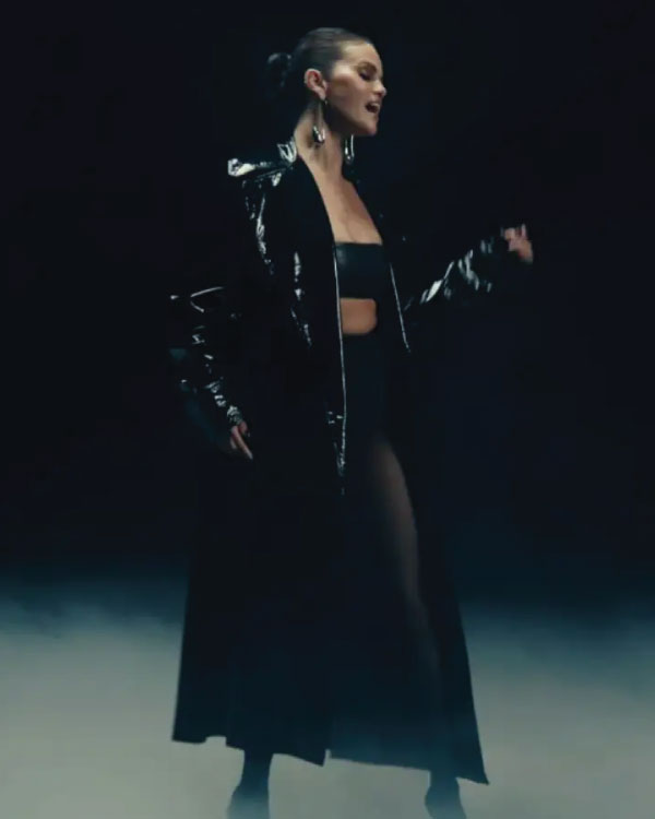 Selena Gomez In The Dark Black Coat