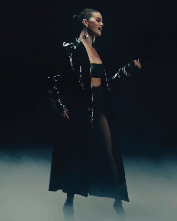 Selena Gomez In The Dark Black Coat