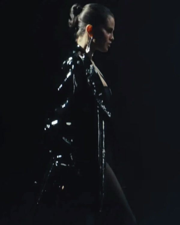 Selena Gomez In The Dark Black Coat