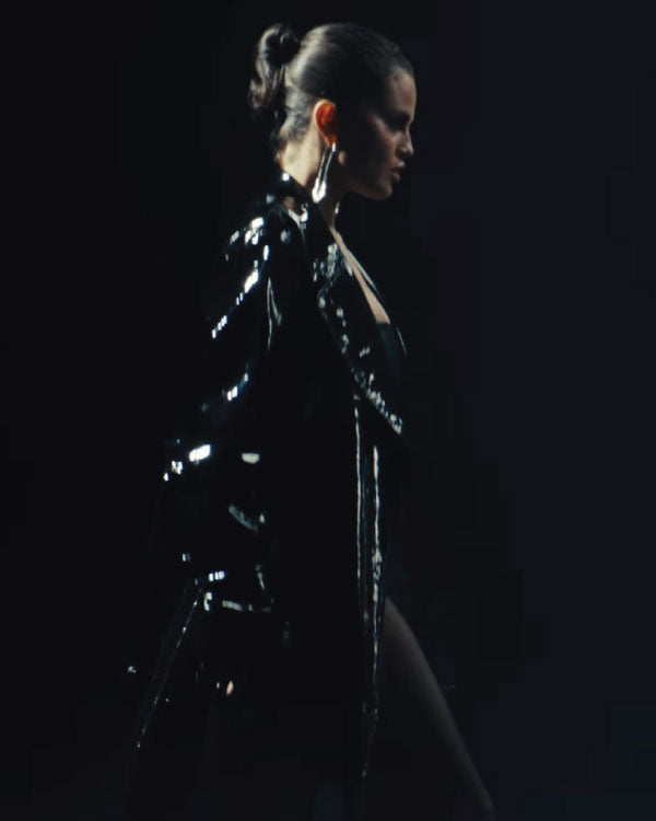 Selena Gomez In The Dark Black Coat