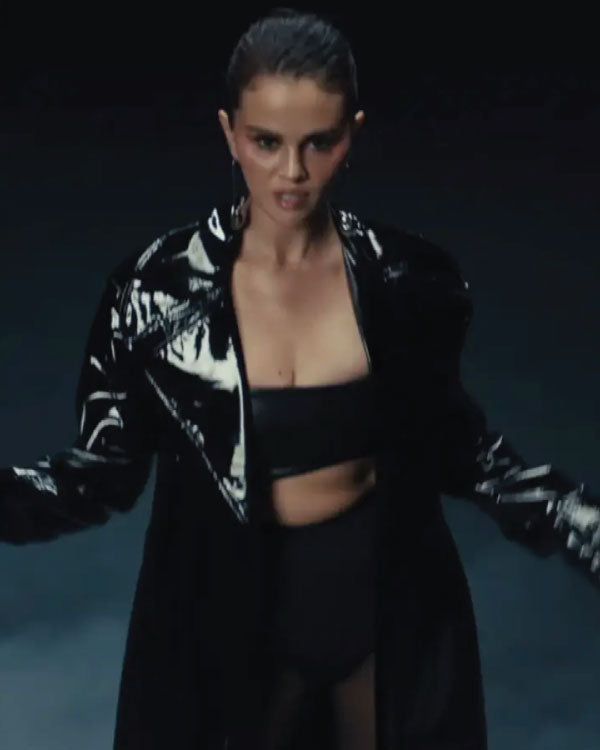 Selena Gomez In The Dark Black Coat