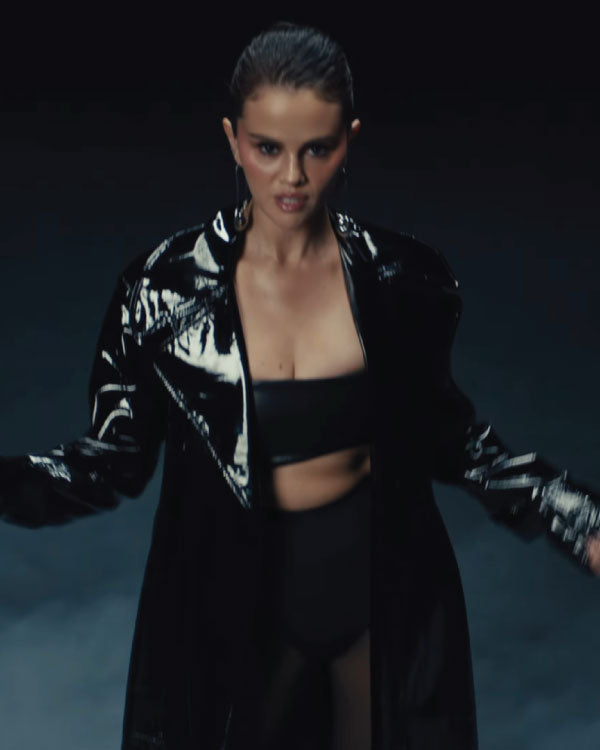 Selena Gomez In The Dark Black Coat